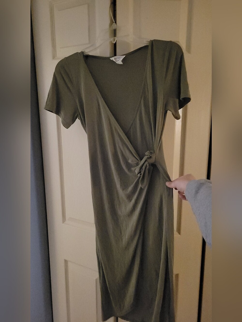 Olive Green Wrap Midi Dress